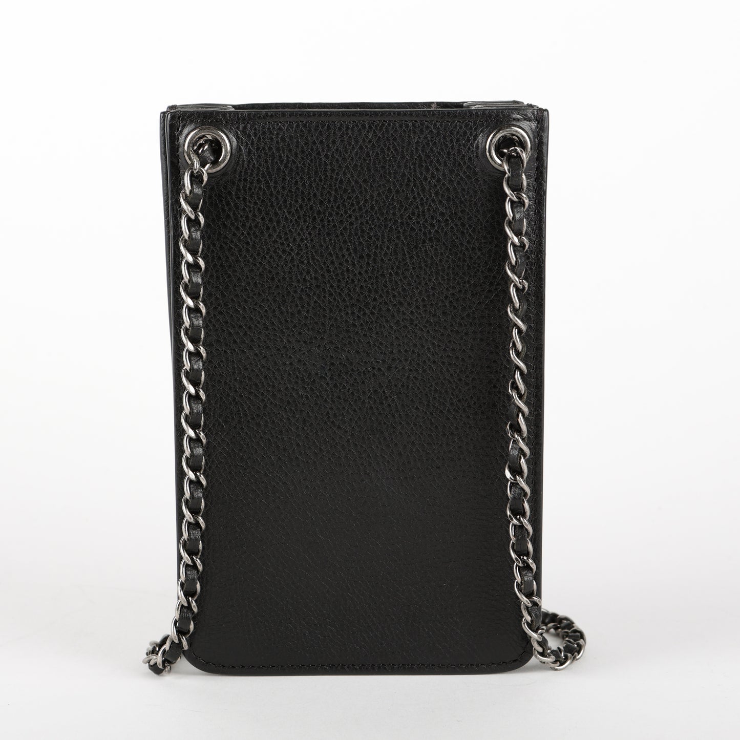 CC Phone Holder Crossbody Bag, Black Calfskin