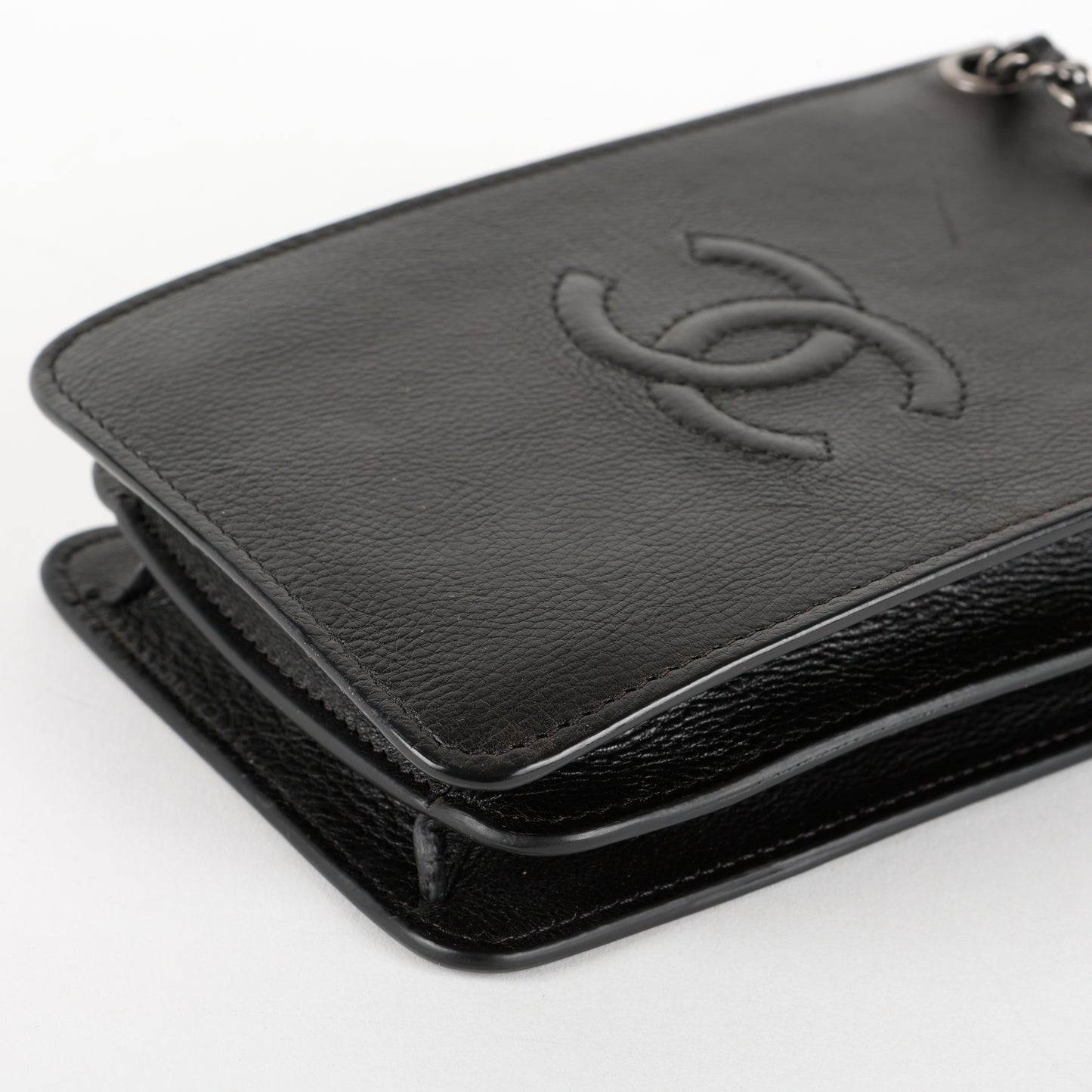 CC Phone Holder Crossbody Bag, Black Calfskin