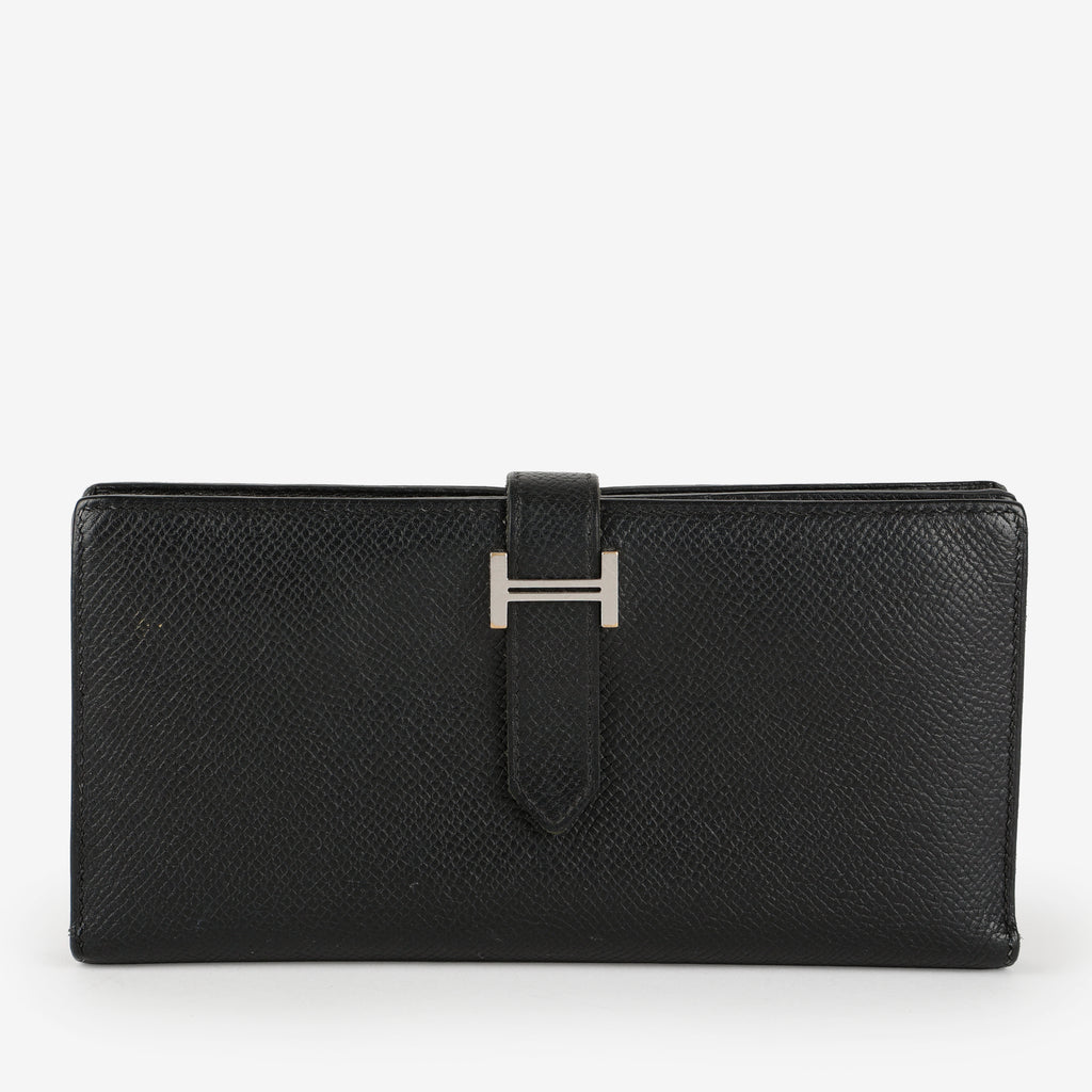 Tri-Fold Bearn Gusset Wallet, Noir Epsom