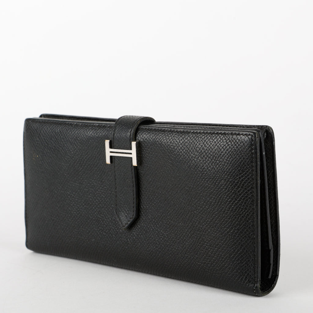 Tri-Fold Bearn Gusset Wallet, Noir Epsom
