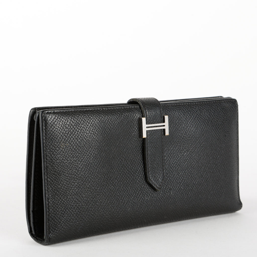Tri-Fold Bearn Gusset Wallet, Noir Epsom