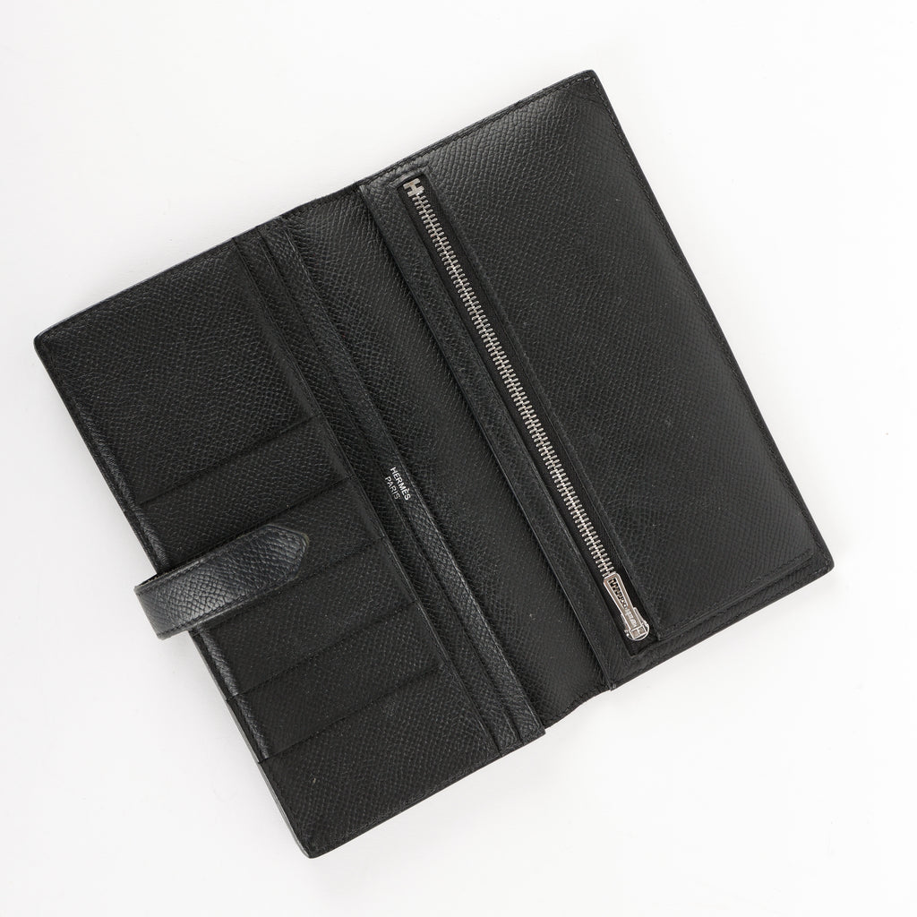 Tri-Fold Bearn Gusset Wallet, Noir Epsom