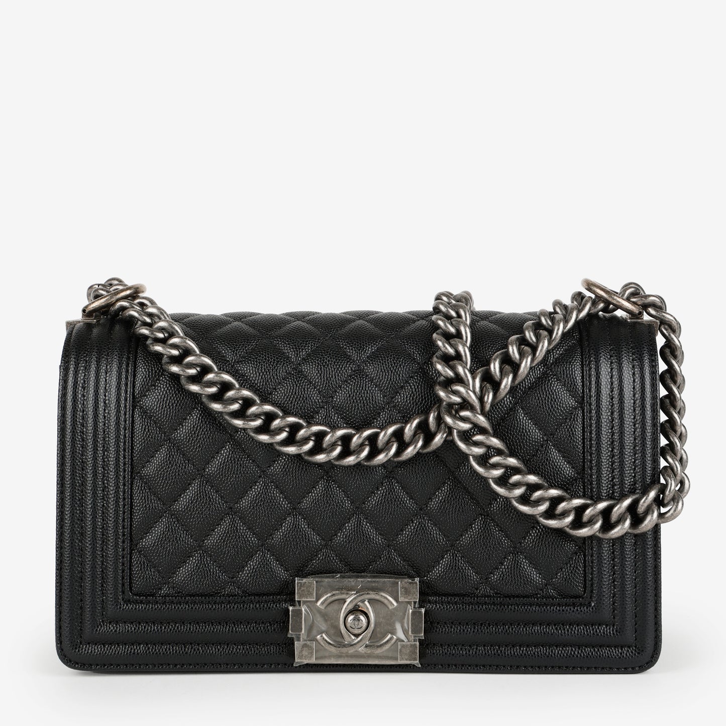 Old Medium Boy Bag, Black Caviar RHW