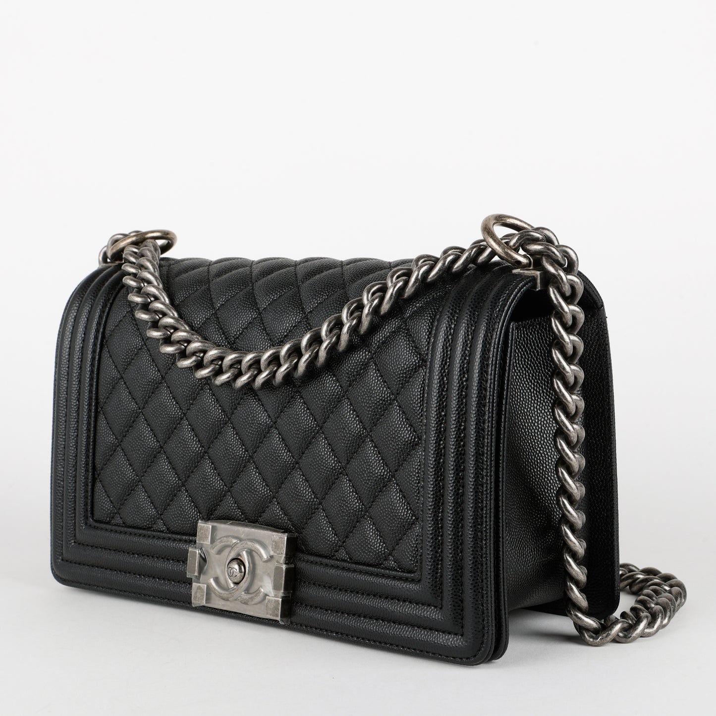 Old Medium Boy Bag, Black Caviar RHW