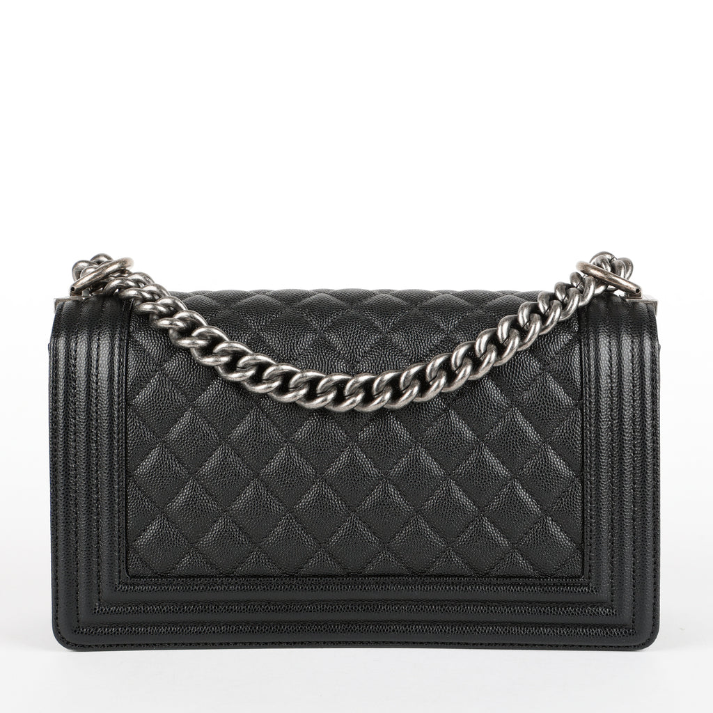 Old Medium Boy Bag, Black Caviar RHW
