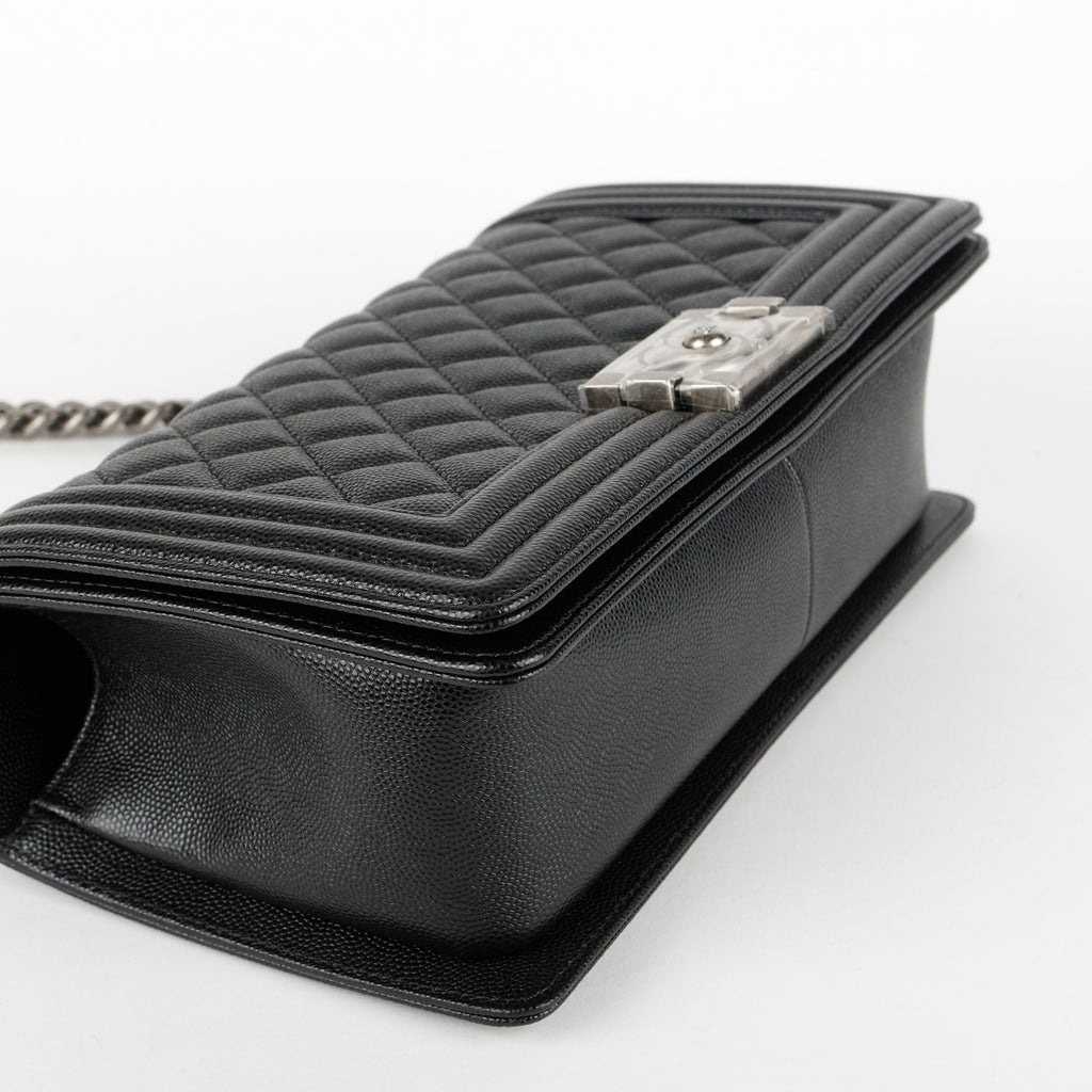 Old Medium Boy Bag, Black Caviar RHW
