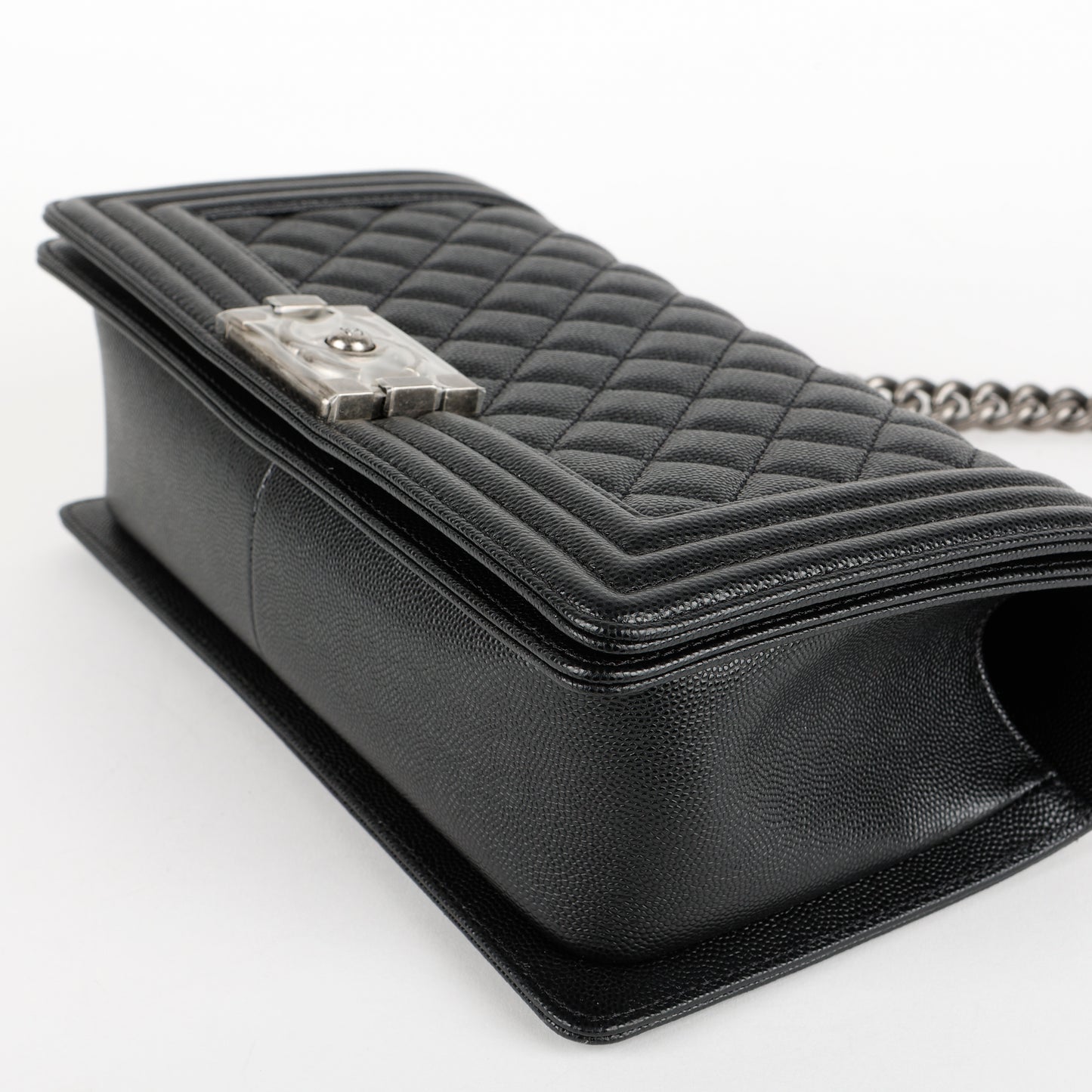Old Medium Boy Bag, Black Caviar RHW