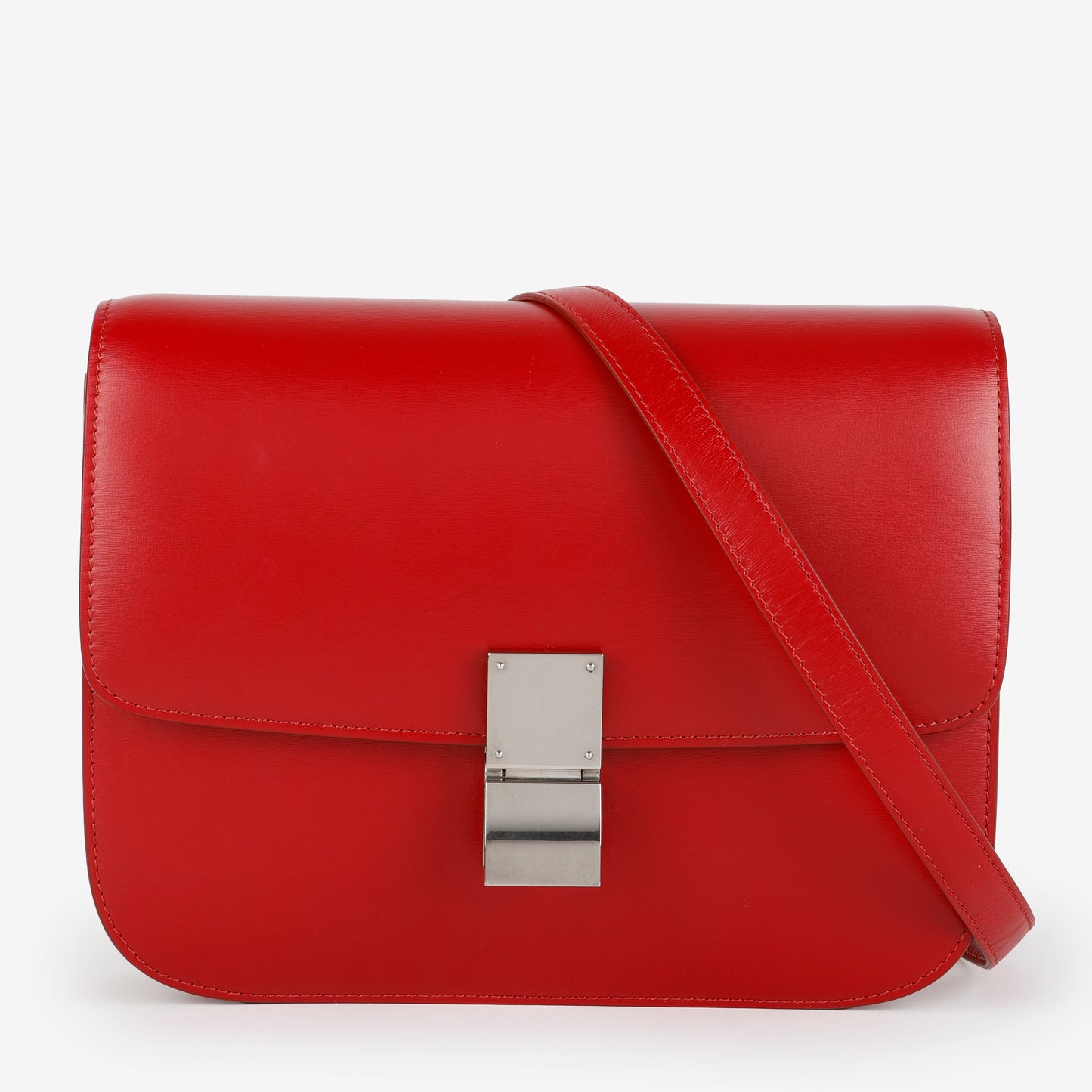 Medium Classic Box Bag, Red Silver Hardware