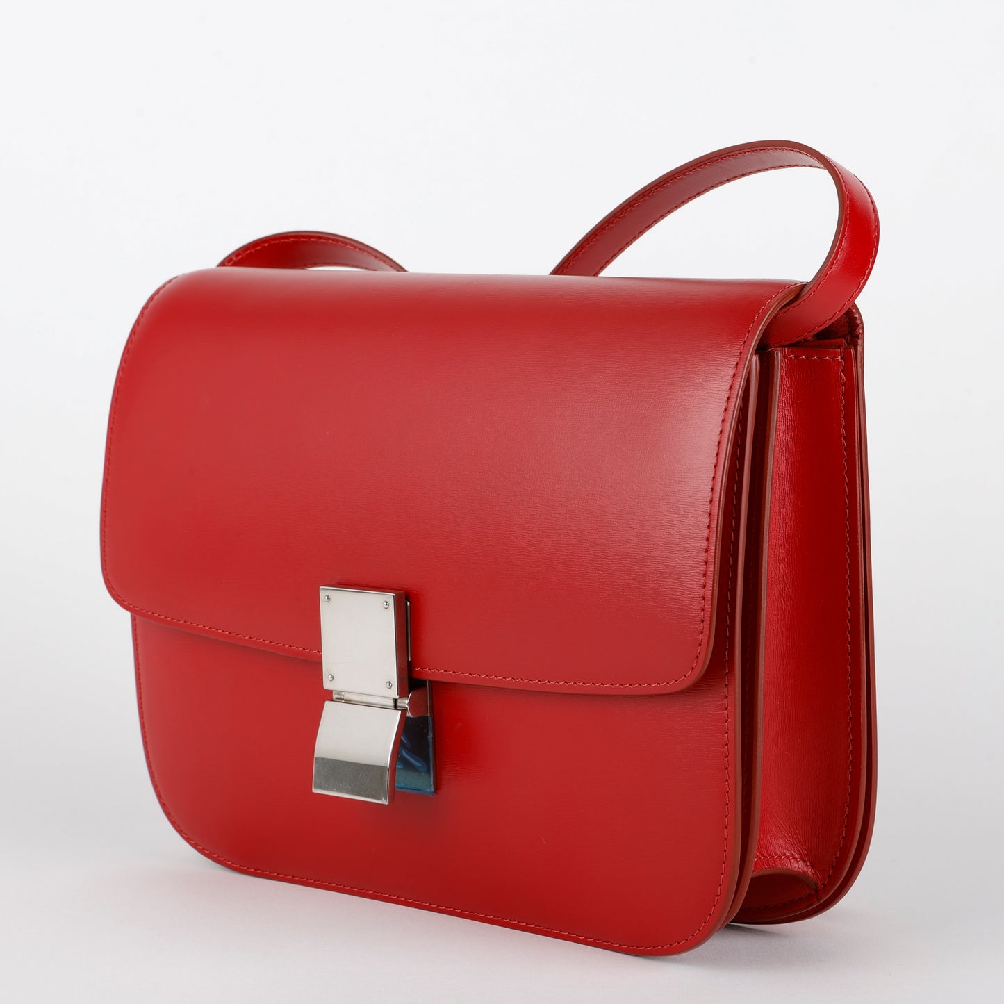 Medium Classic Box Bag, Red Silver Hardware