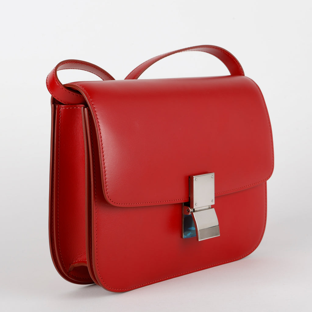 Medium Classic Box Bag, Red Silver Hardware