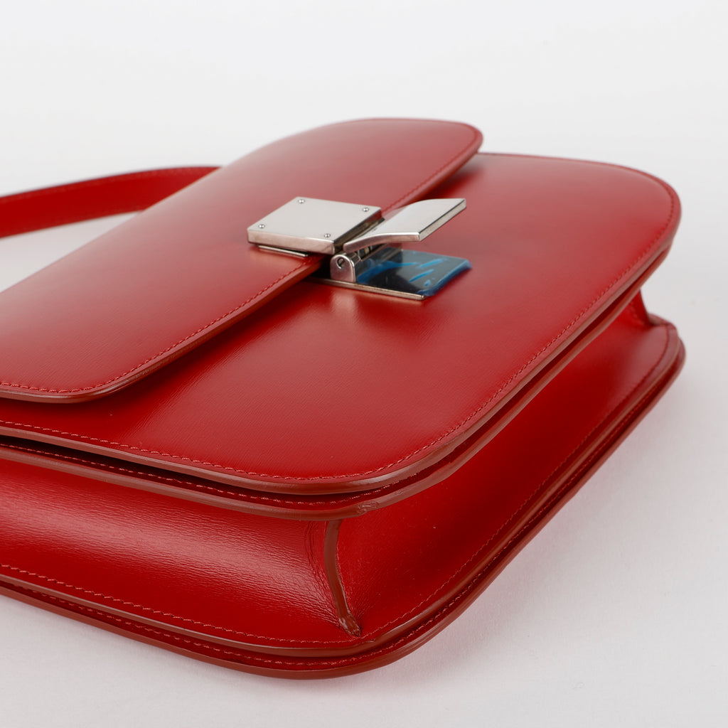 Medium Classic Box Bag, Red Silver Hardware