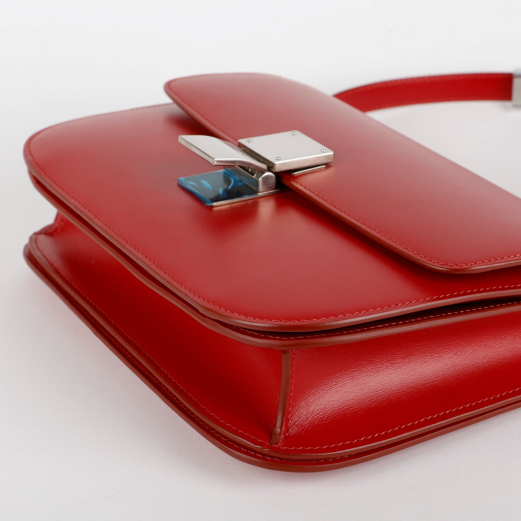 Medium Classic Box Bag, Red Silver Hardware