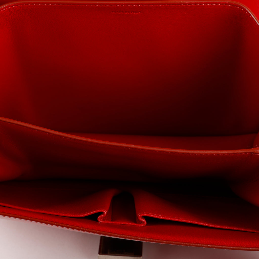 Medium Classic Box Bag, Red Silver Hardware