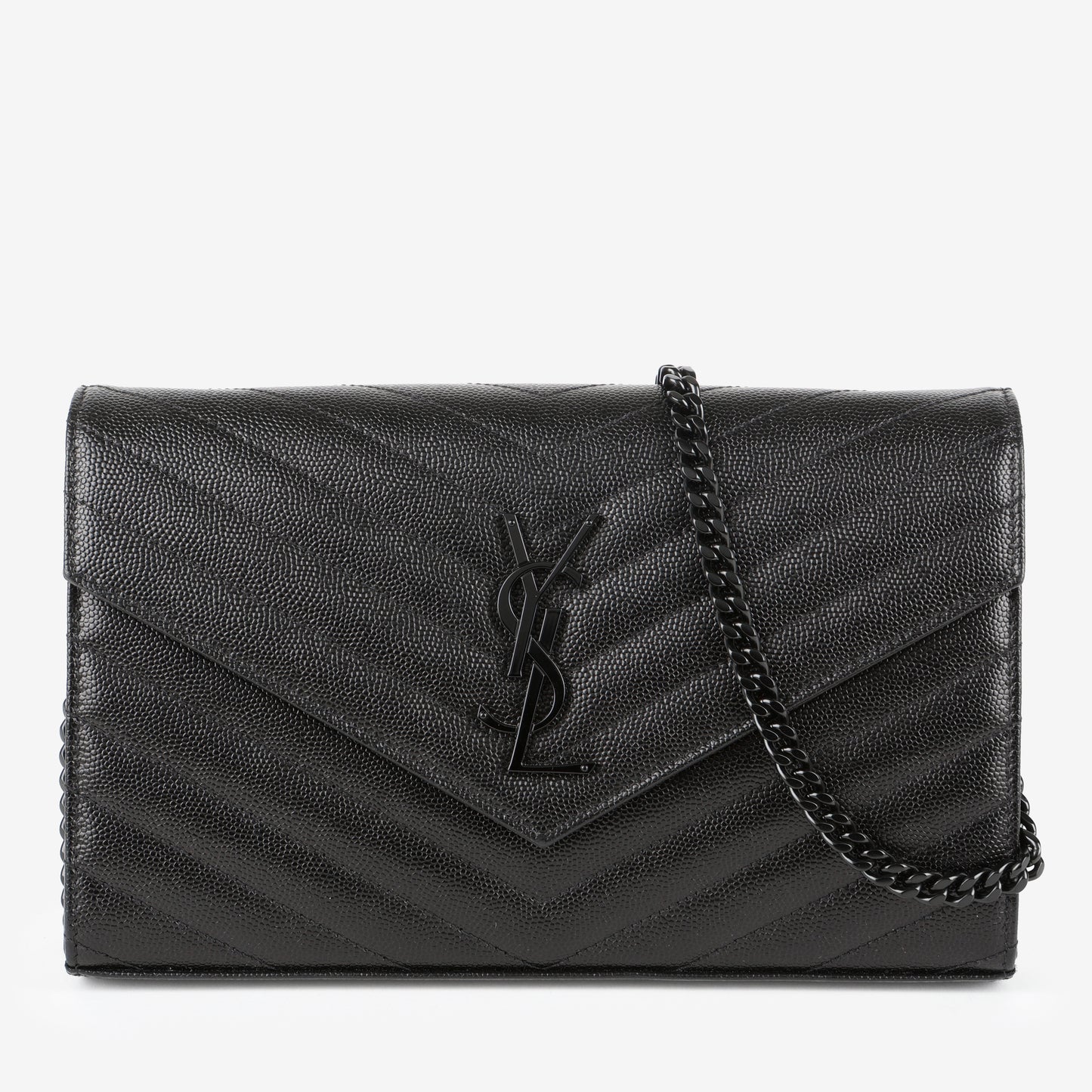 Monogram Wallet On Chain, Black Grain de Poudre