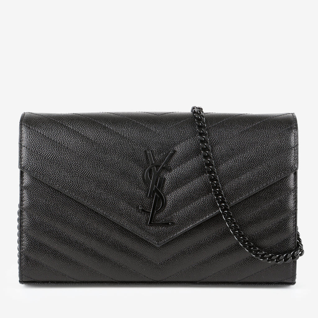 Monogram Wallet On Chain, Black Grain de Poudre