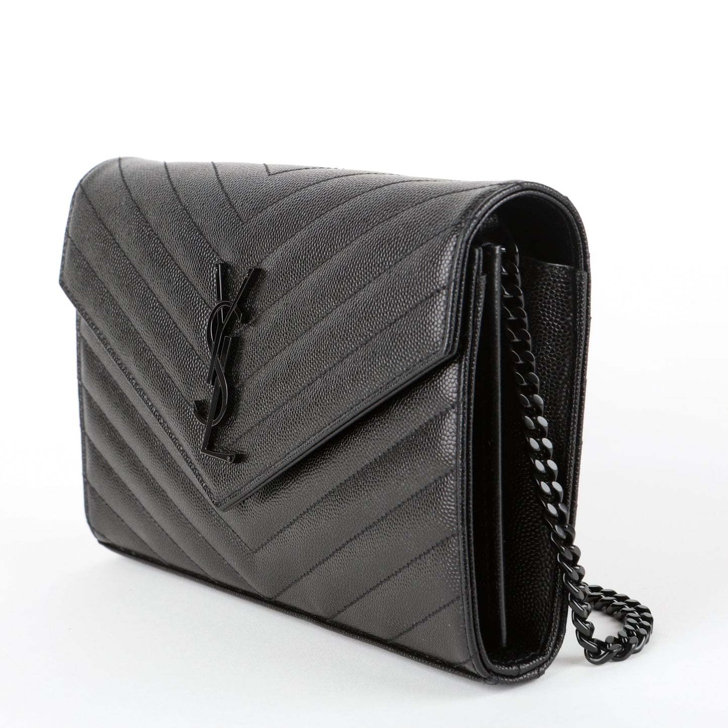 Monogram Wallet On Chain, Black Grain de Poudre