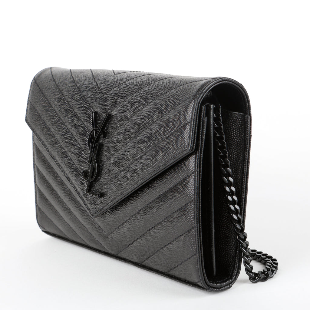 Monogram Wallet On Chain, Black Grain de Poudre