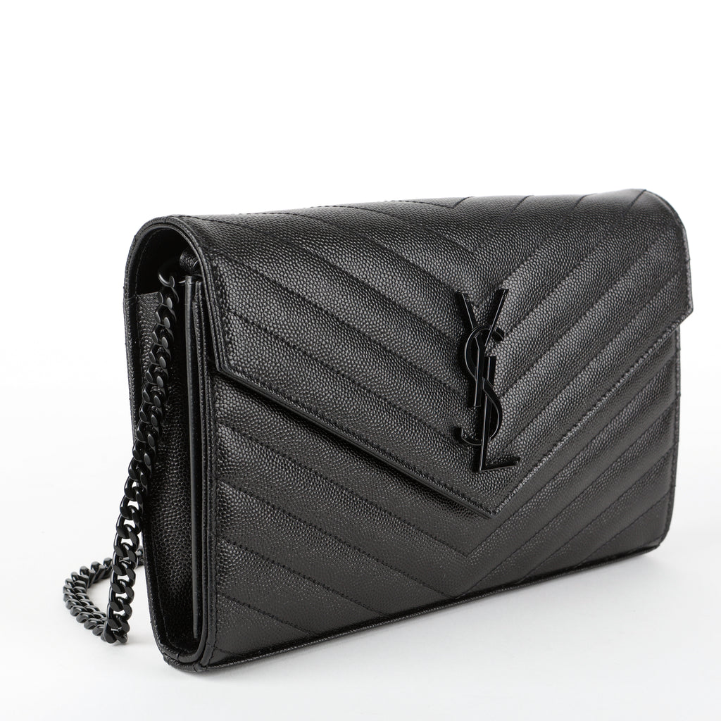 Monogram Wallet On Chain, Black Grain de Poudre
