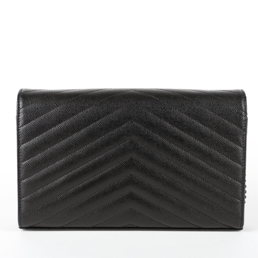 Monogram Wallet On Chain, Black Grain de Poudre