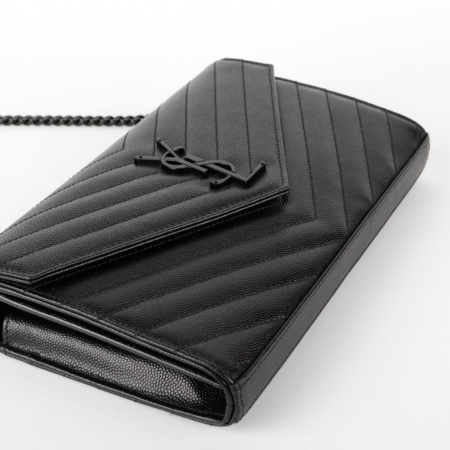 Monogram Wallet On Chain, Black Grain de Poudre