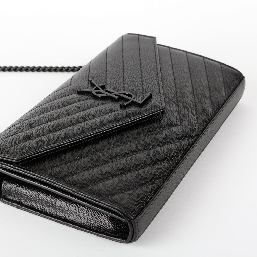Monogram Wallet On Chain, Black Grain de Poudre