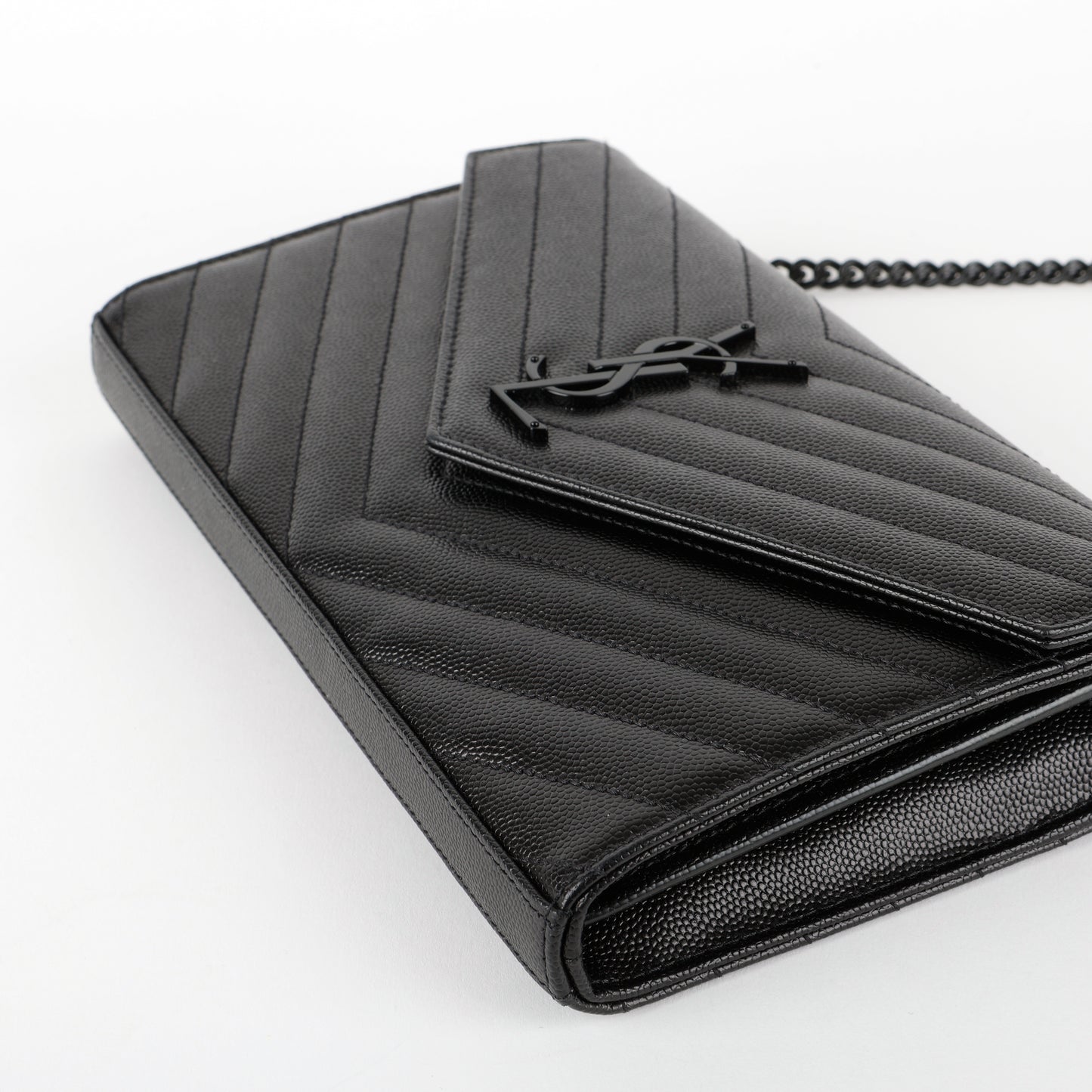 Monogram Wallet On Chain, Black Grain de Poudre