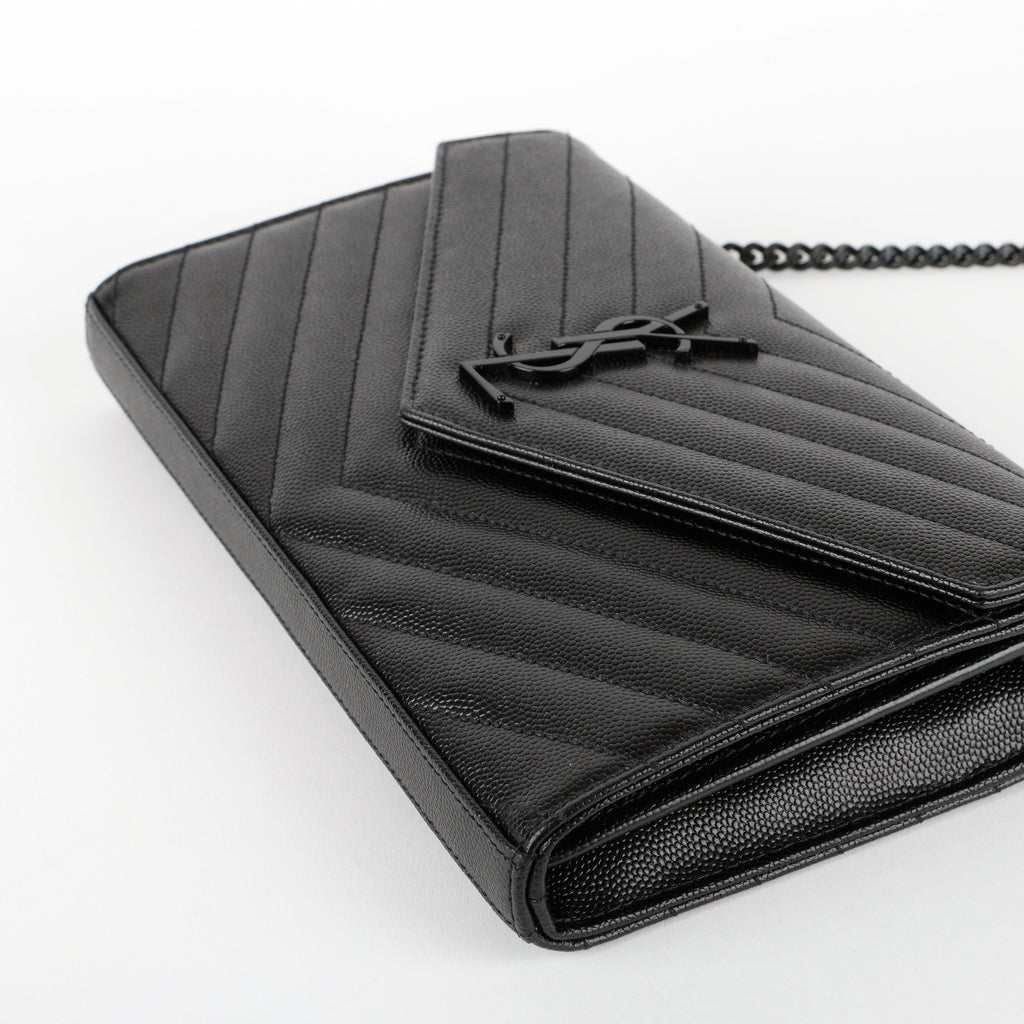Monogram Wallet On Chain, Black Grain de Poudre