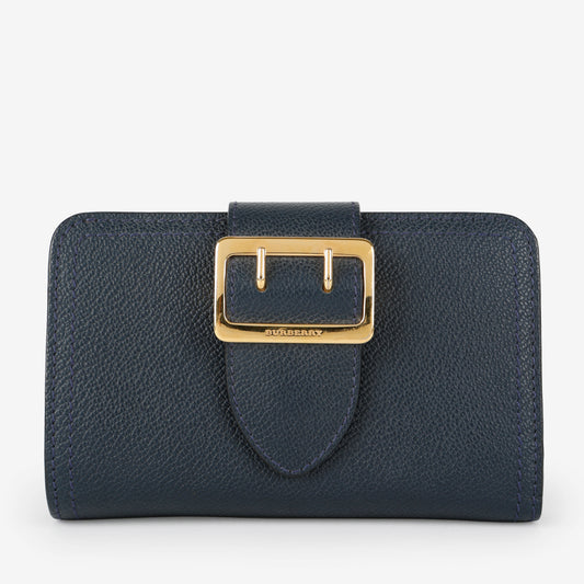 Buckle Medley Wallet, Navy Calfskin