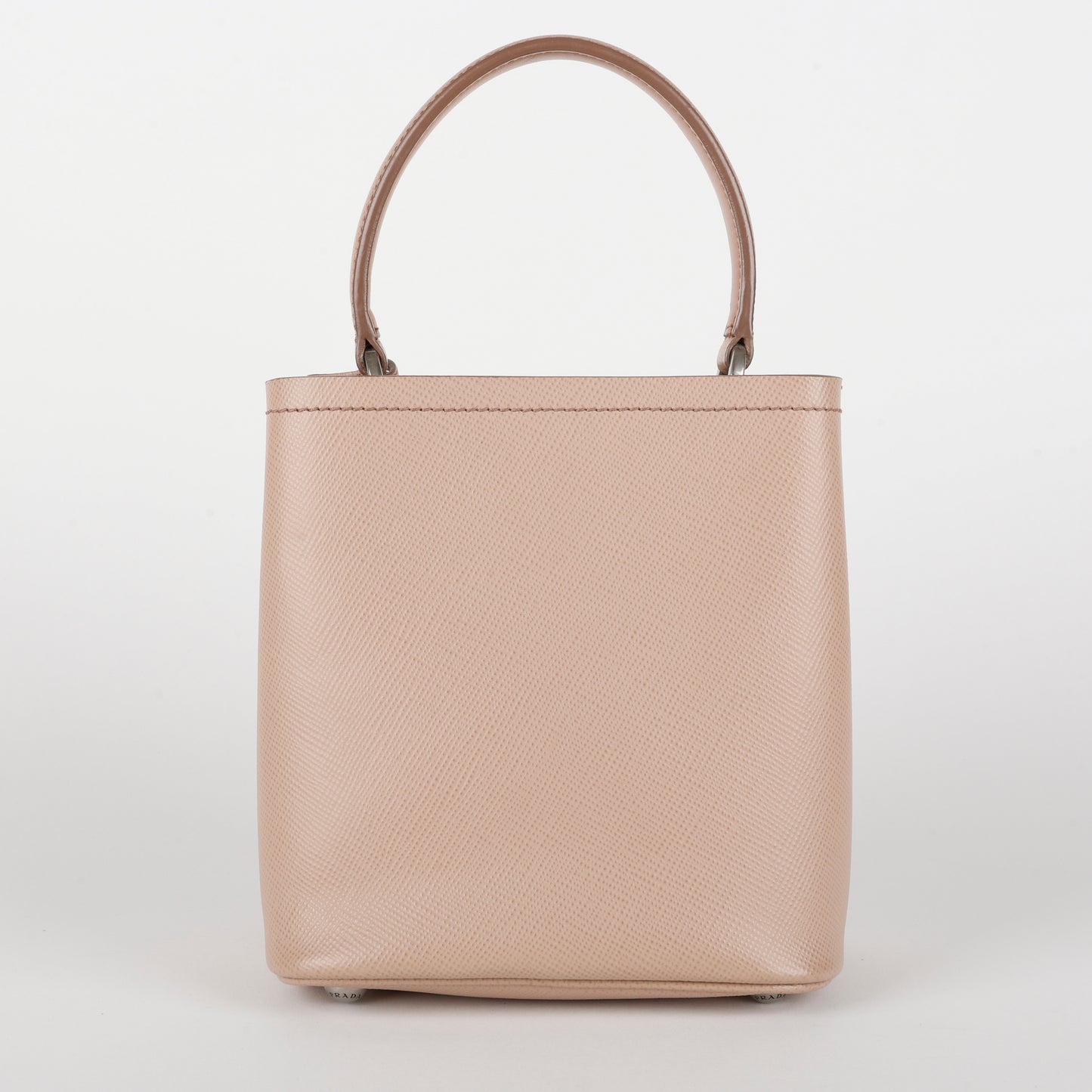 Small Embellished Panier Bucket Bag, Dusty Pink Saffiano (w/o strap)