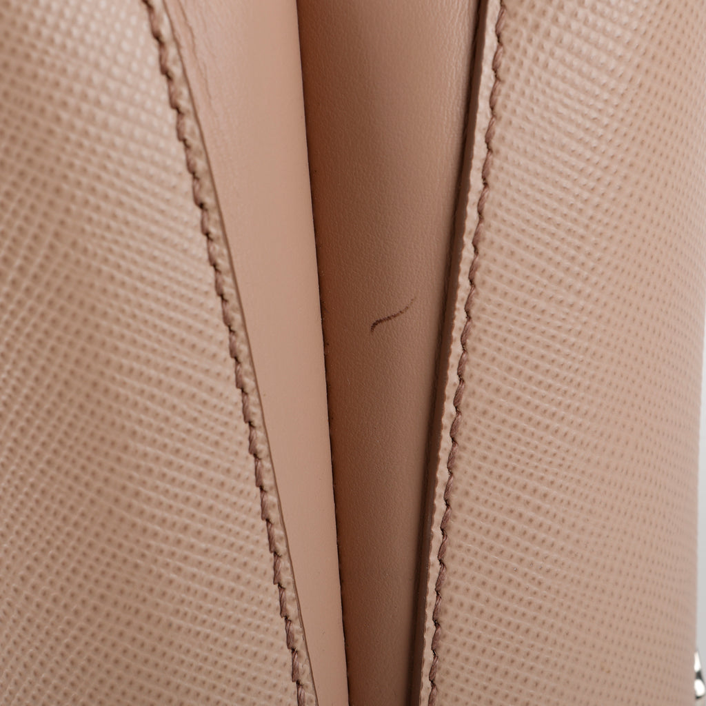 Small Embellished Panier Bucket Bag, Dusty Pink Saffiano (w/o strap)