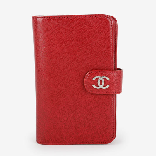 Brilliant L Zip Wallet, Red Caviar