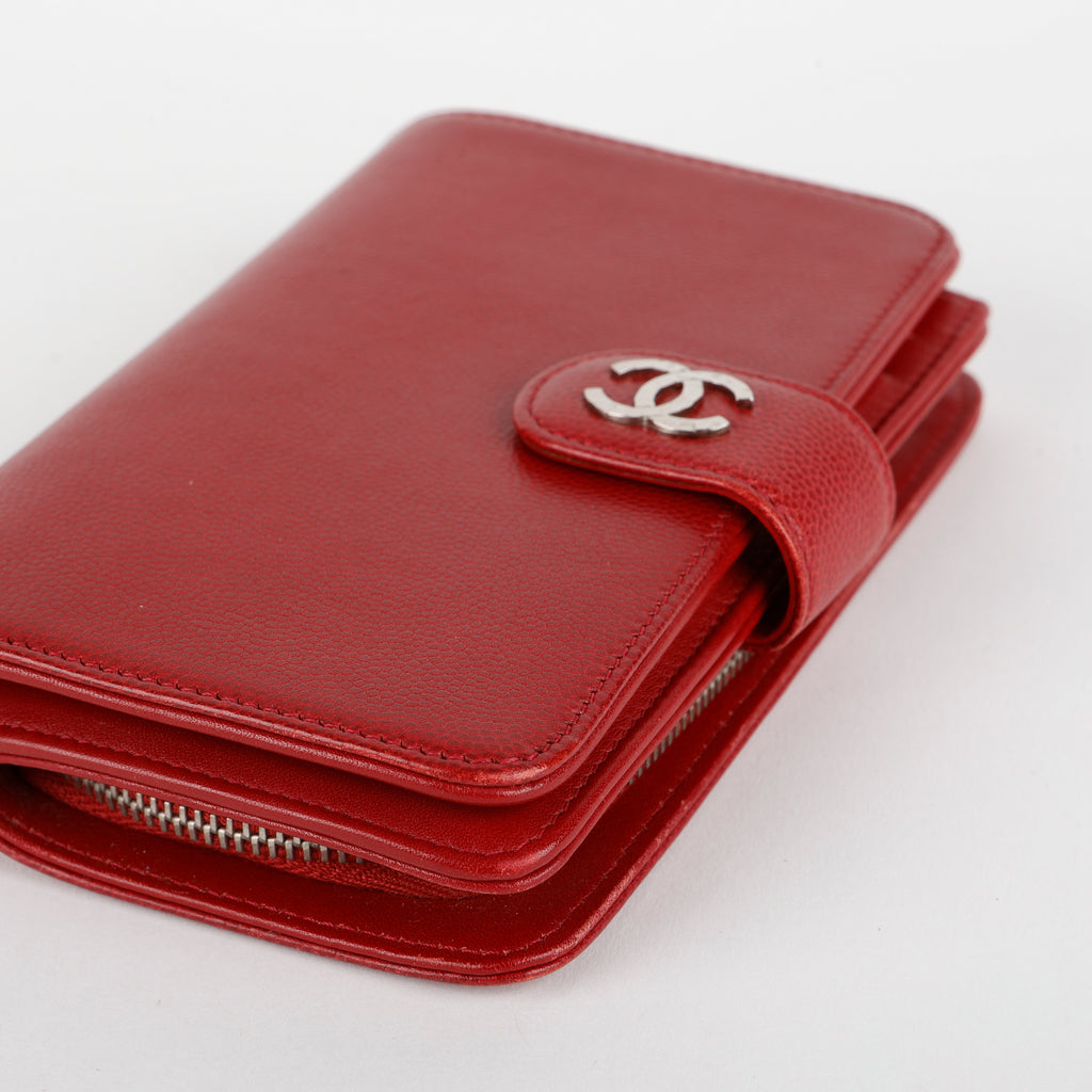 Brilliant L Zip Wallet, Red Caviar