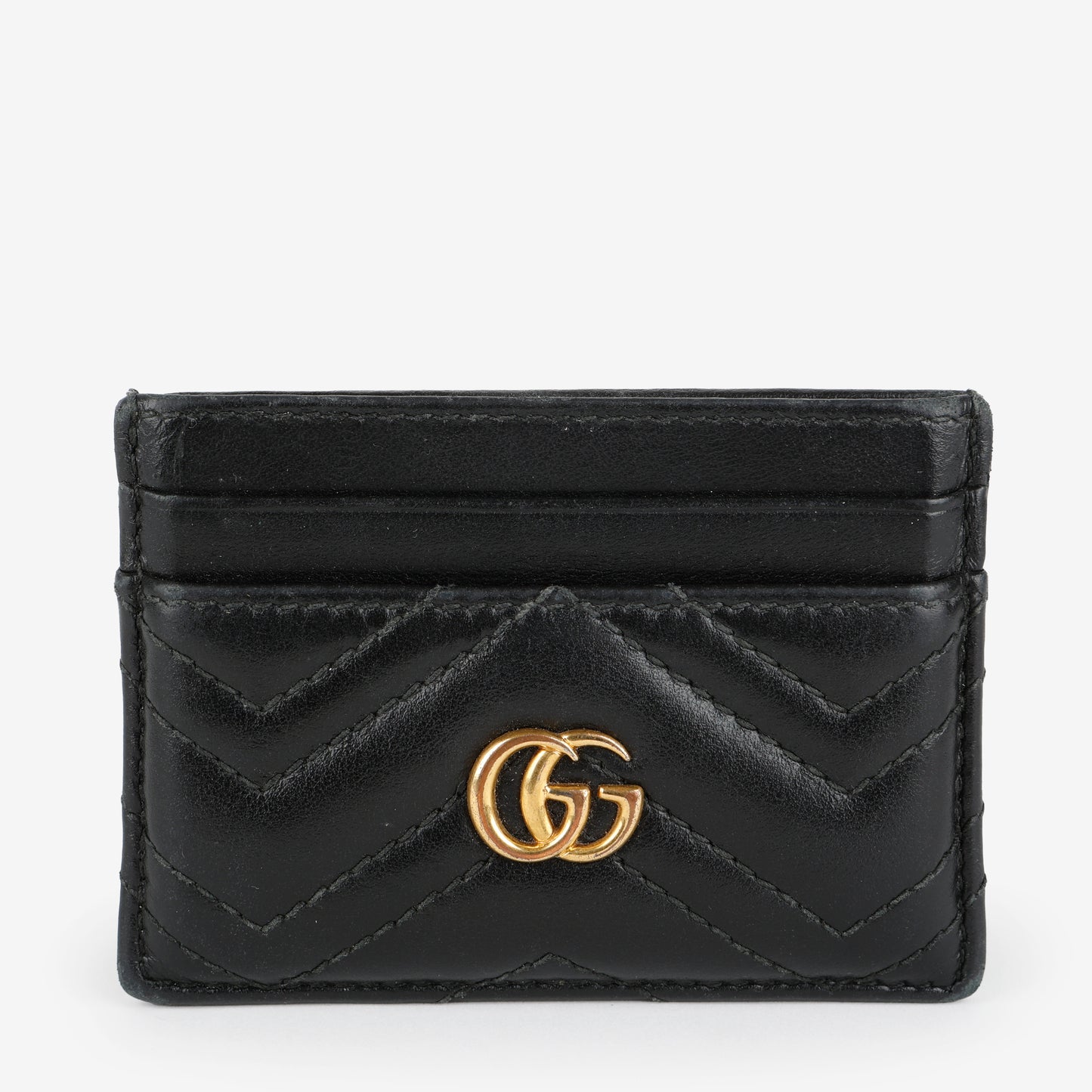 Chevron GG Card Holder, Black