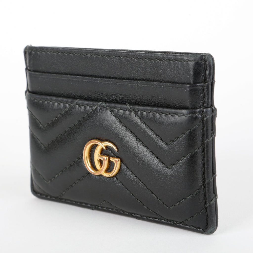 Chevron GG Card Holder, Black
