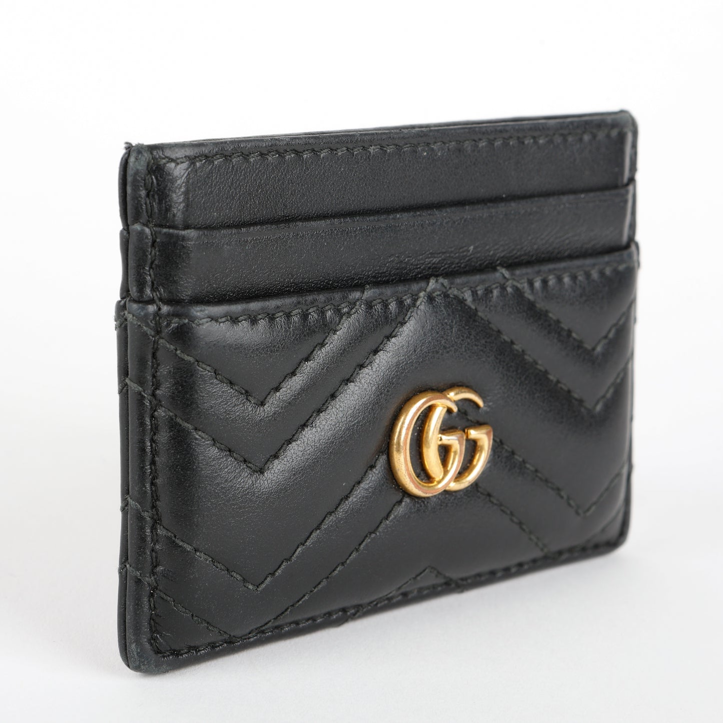 Chevron GG Card Holder, Black