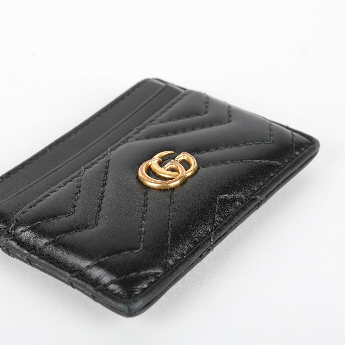 Chevron GG Card Holder, Black