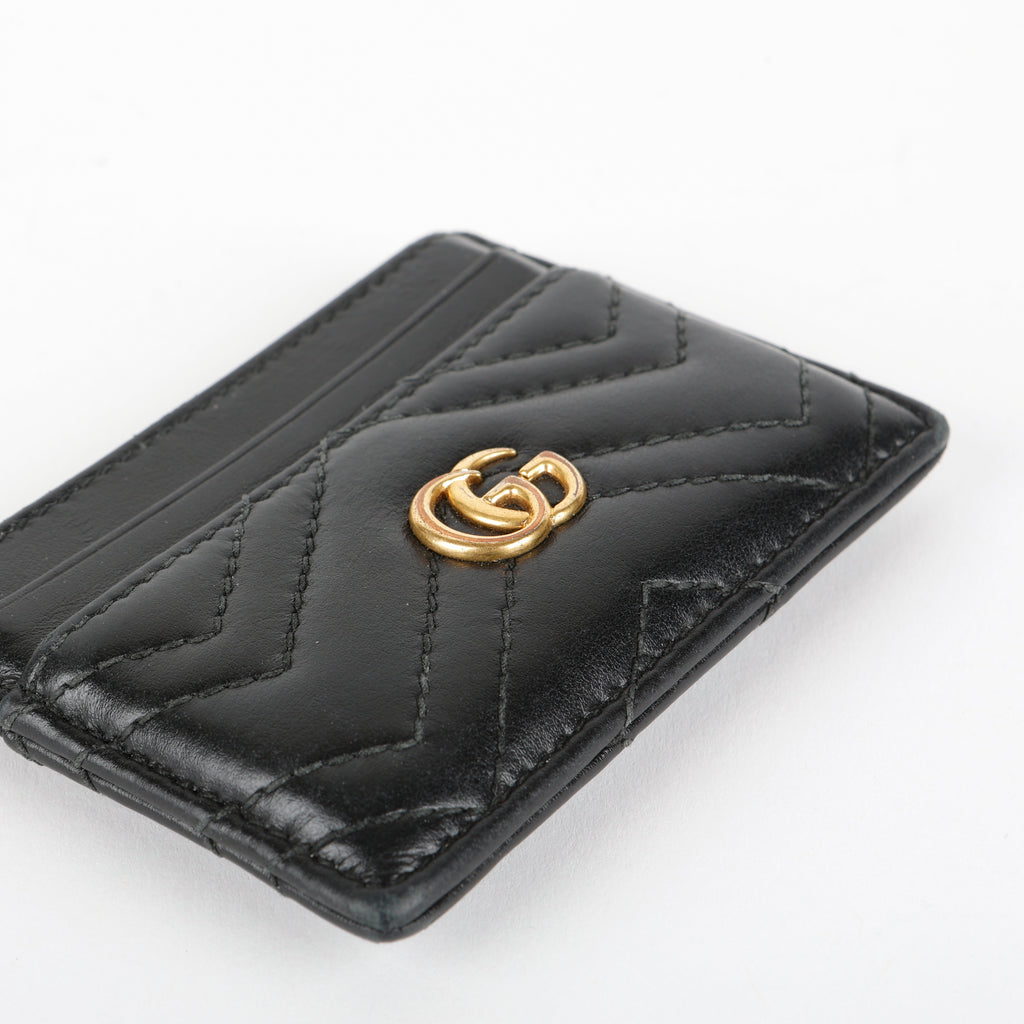Chevron GG Card Holder, Black