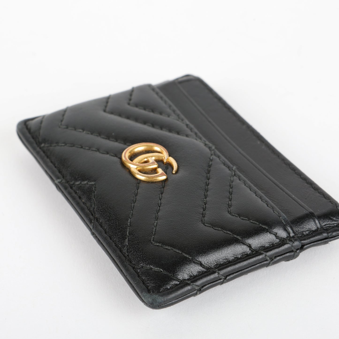 Chevron GG Card Holder, Black