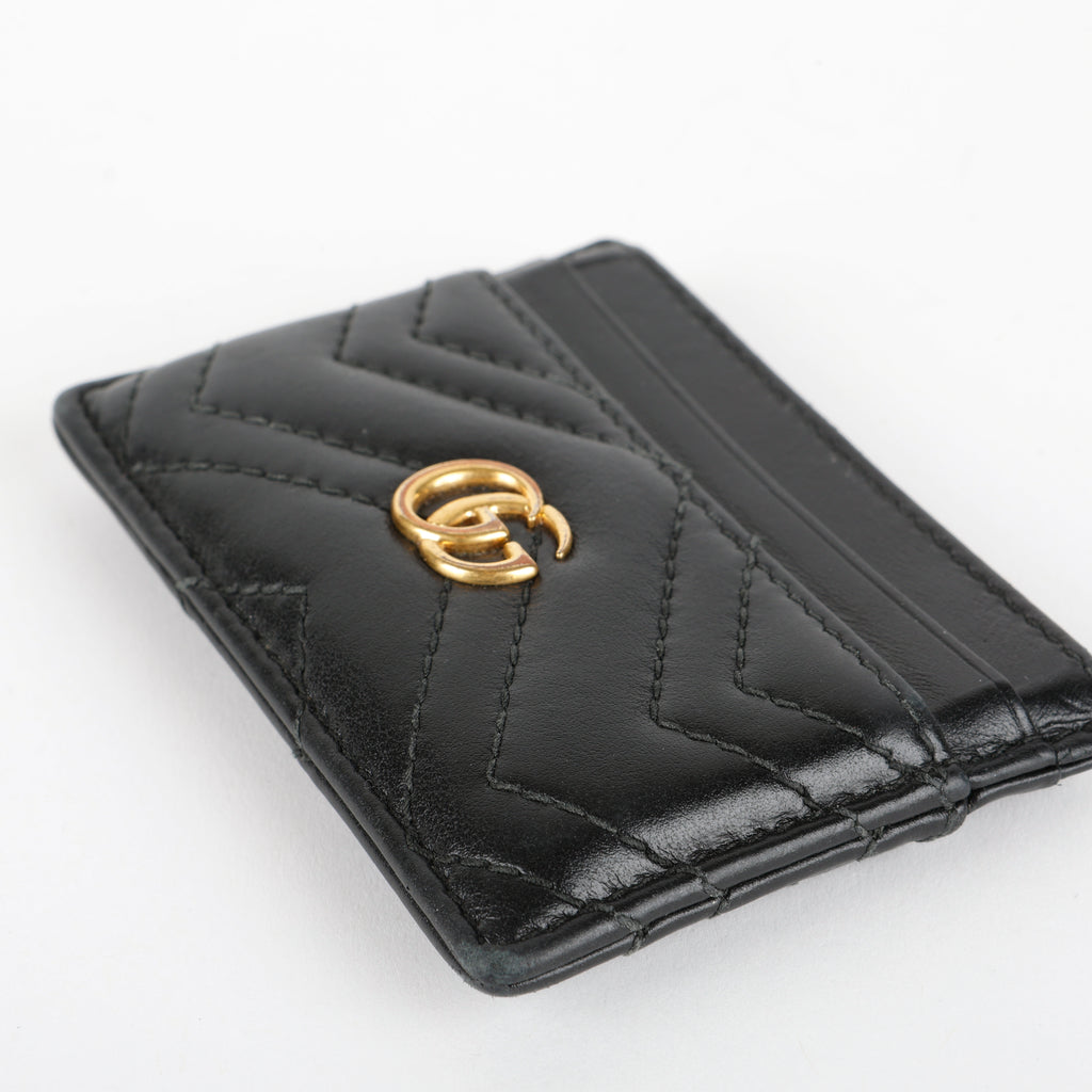 Chevron GG Card Holder, Black
