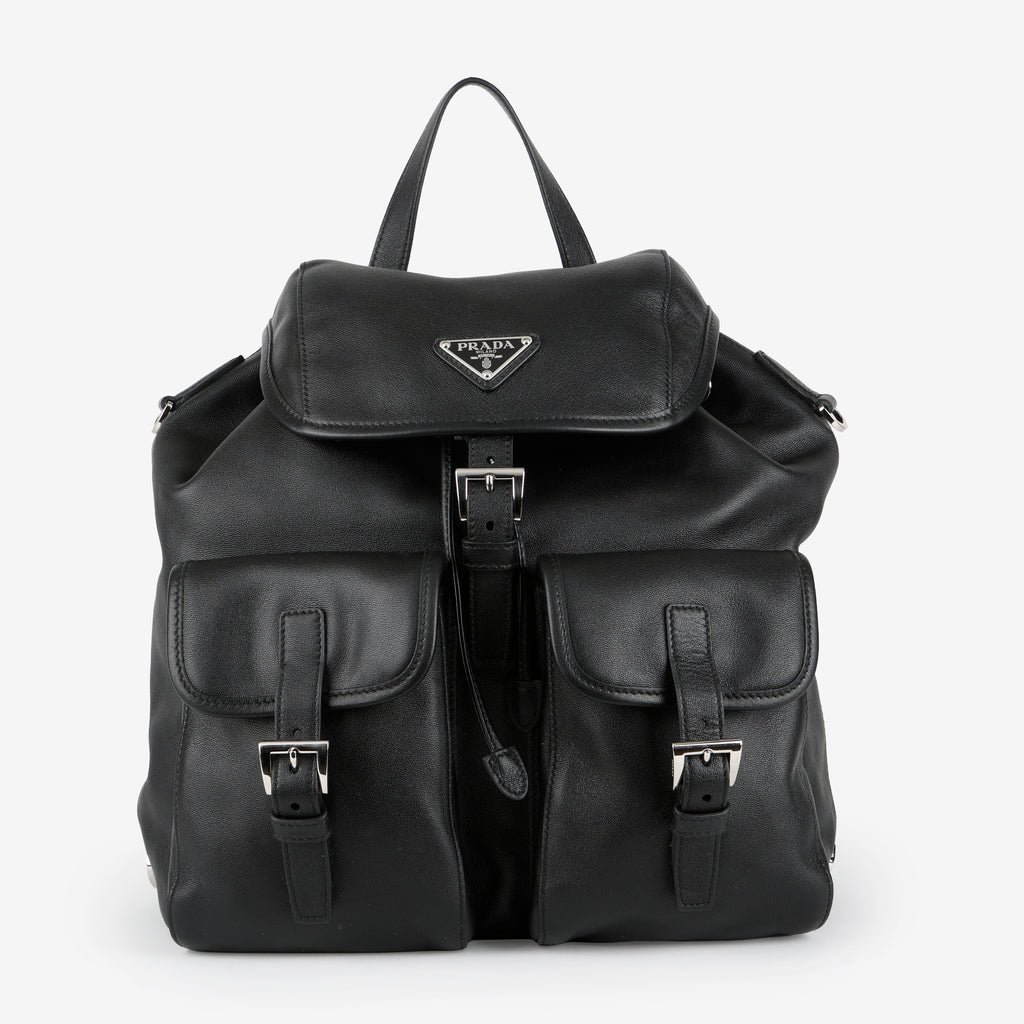 Medium Calfskin Backpack, Black