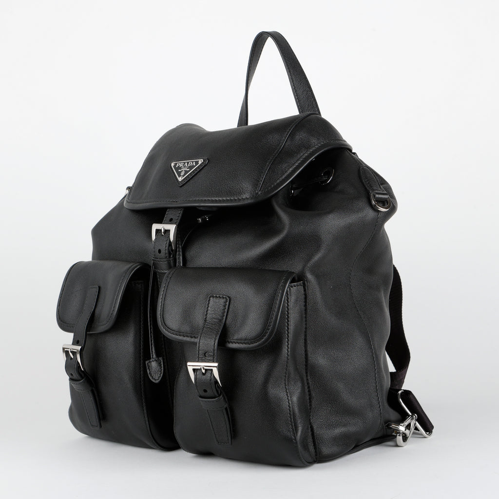 Medium Calfskin Backpack, Black