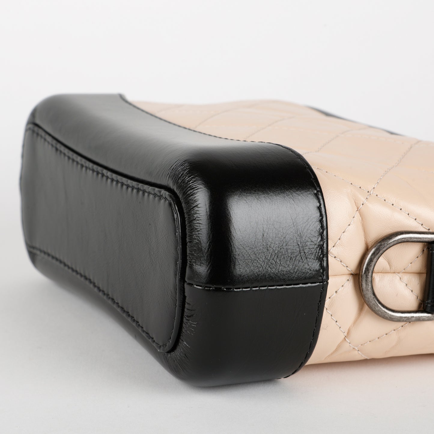Small Gabrielle Hobo, Black/Beige Aged Calfskin