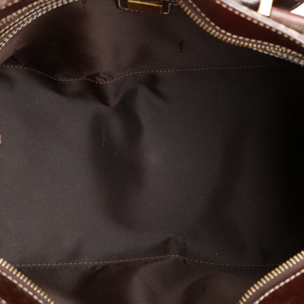 East West Patent Canvas Shoulder Bag