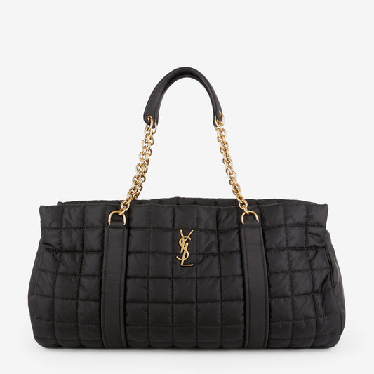 Quilted Gloria Tote, Black Nylon