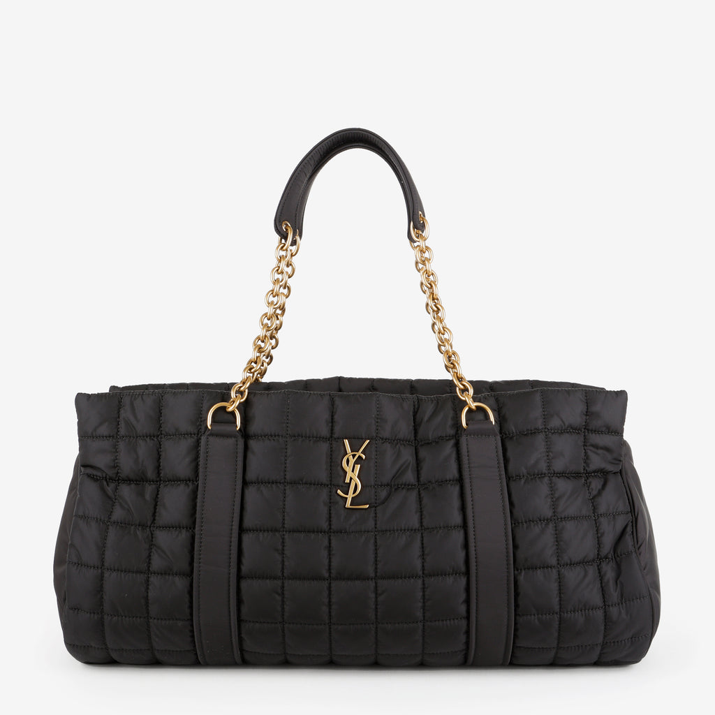 Quilted Gloria Tote, Black Nylon