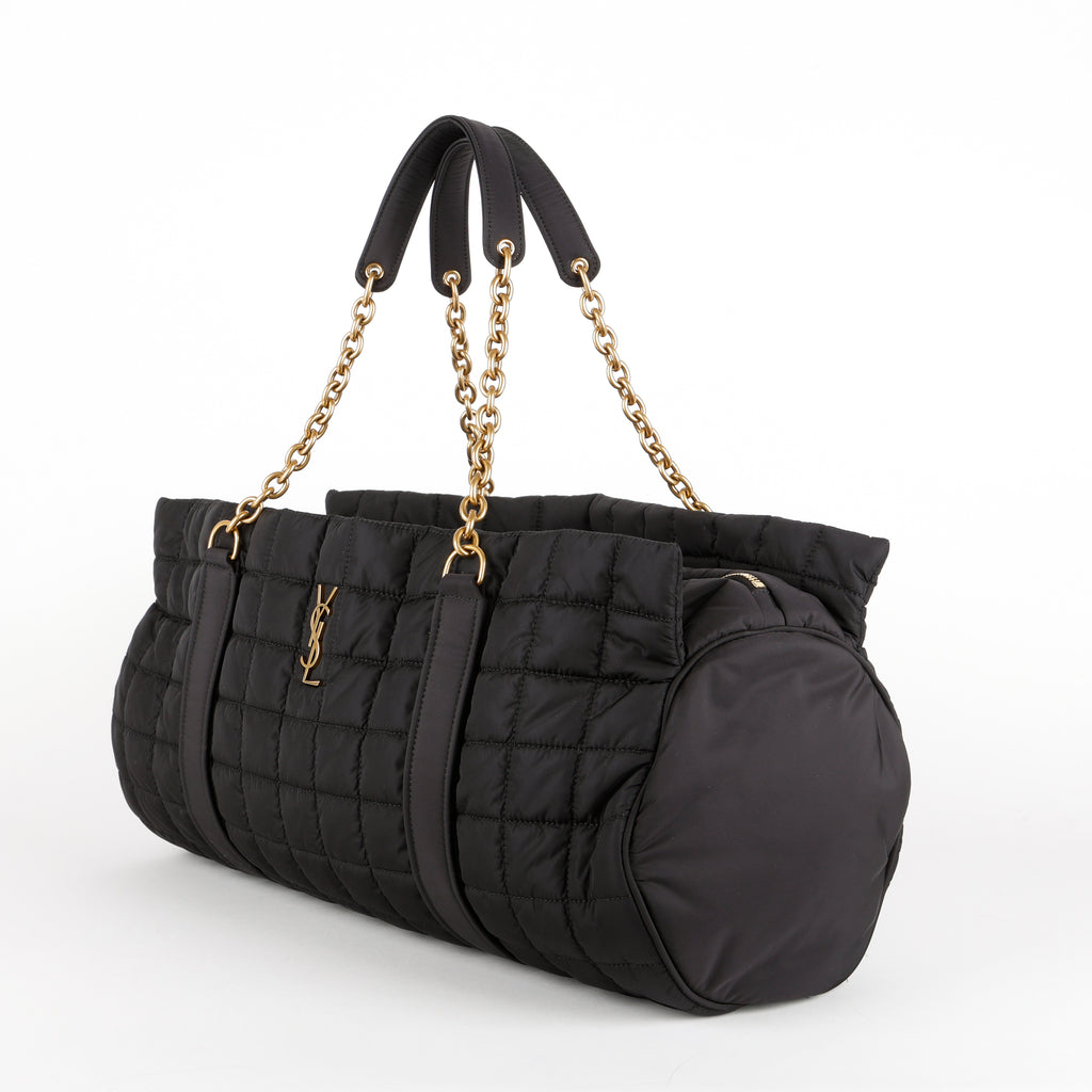 Quilted Gloria Tote, Black Nylon