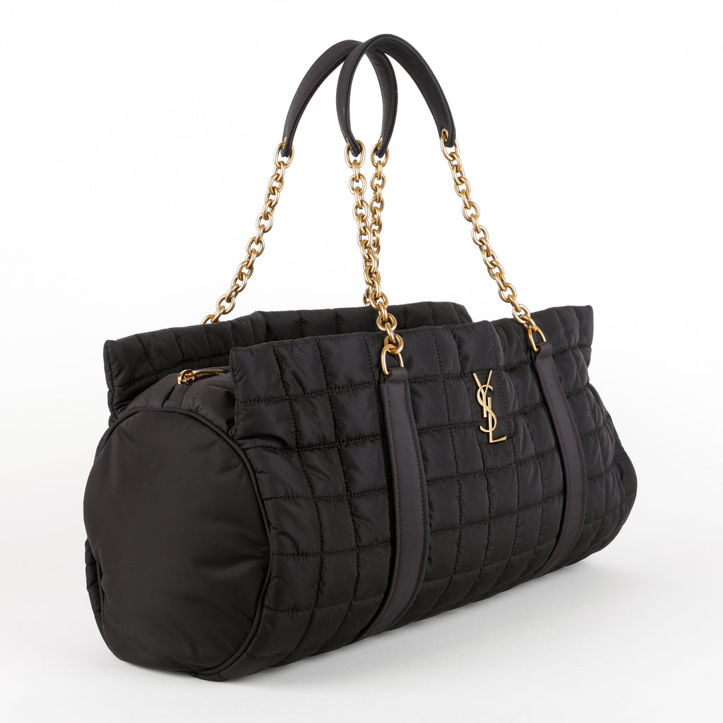 Quilted Gloria Tote, Black Nylon