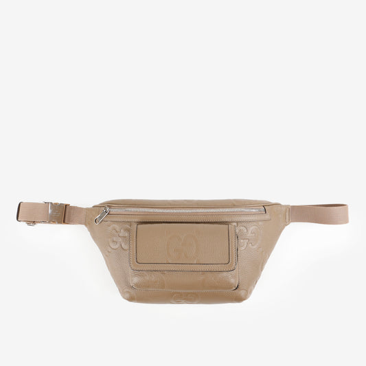 Jumbo GG Embossed Belt Bag, Taupe