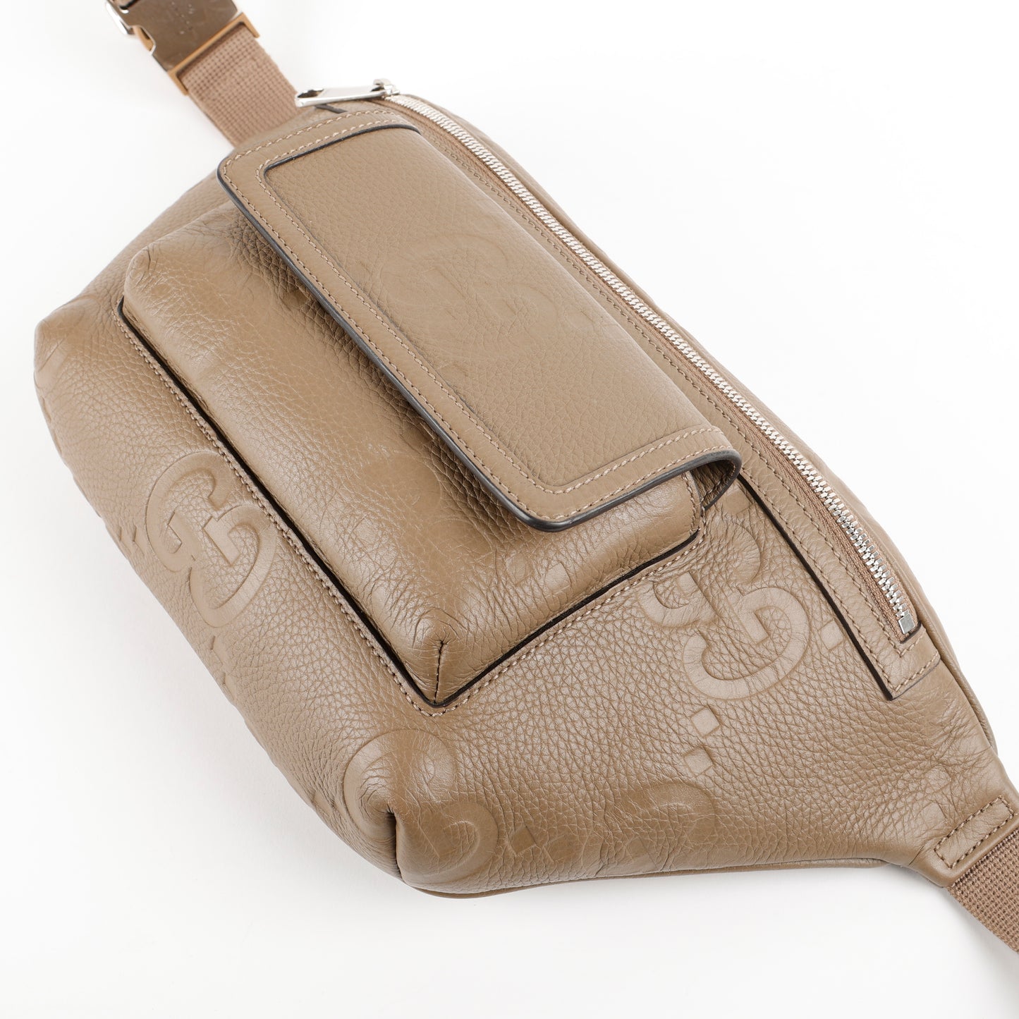 Jumbo GG Embossed Belt Bag, Taupe