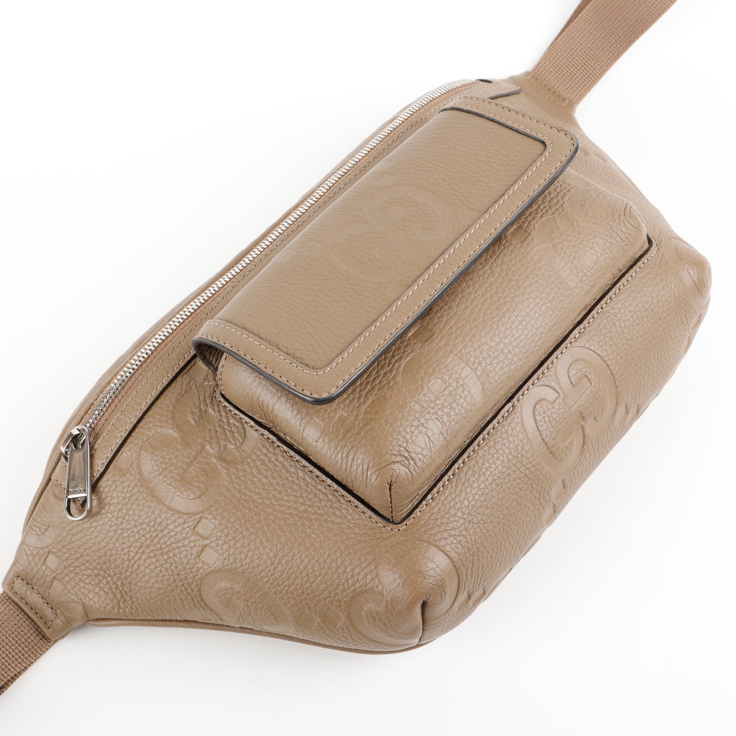 Jumbo GG Embossed Belt Bag, Taupe